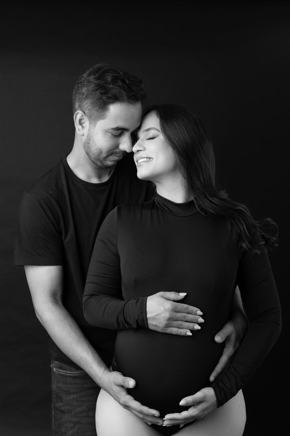 Black and white close-up of a couple during an intimate portrait session in Southwest Florida